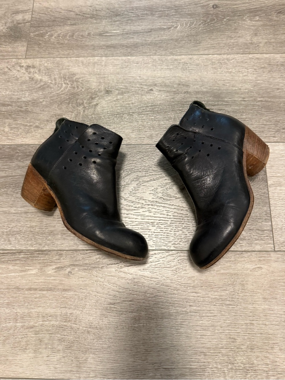 MOMA BLACK Ankle Leather Boots heeled booties size 36.5 made in Italy